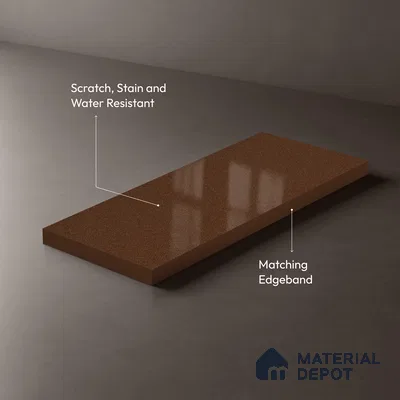 Metallic Golden Brown Solid Colors Look LM 03040 Metallic Golden 8 ft x 4 ft Metallic Glossy Finish Decorative Laminate - 1 mm | Suitable for Living Room, Kitchen, Office