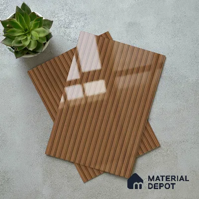 Wooden Look LM 02782 Teakasa 8 ft x 4 ft Louvers Finish Decorative Laminate - 1 mm | Suitable for TV Unit, Wardrobe, Kitchen Cabinets