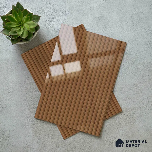 Wooden Look LM 02782 Teakasa 8 ft x 4 ft Louvers Finish Decorative Laminate - 1 mm | Suitable for TV Unit, Wardrobe, Kitchen Cabinets