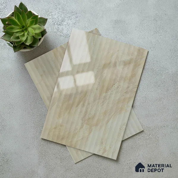 Beige Marble Look LM 02786 Volcano Marble 8 ft x 4 ft Glassious Flute Finish Decorative Laminate - 1 mm | Suitable for TV Unit, Wardrobe, Kitchen Cabinets