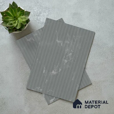 Grey Marble Look LM 02788 Grey Panda Marble 8 ft x 4 ft Flute Finish Decorative Laminate - 1 mm | Suitable for TV Unit, Wardrobe, Kitchen Cabinets