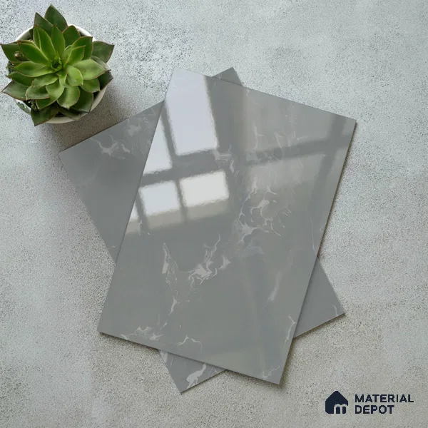 Grey Marble Look LM 02797 Grey Panda Marble 8 ft x 4 ft Mirror Glossy Finish Decorative Laminate - 1 mm | Suitable for TV Unit, Wardrobe, Kitchen Cabinets