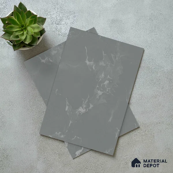 Grey Marble Look LM 02805 Grey Panda Marble 8 ft x 4 ft Natural Thermal Stone Finish Decorative Laminate - 1 mm | Suitable for TV Unit, Wardrobe, Kitchen Cabinets