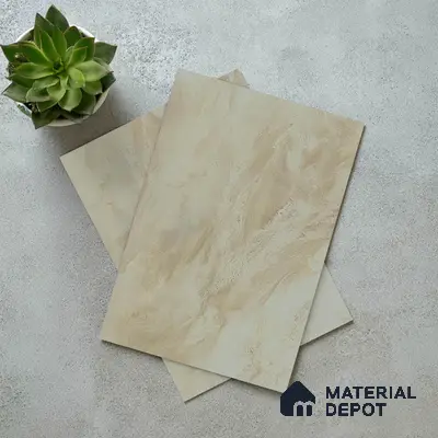 Beige Marble Look LM 02806 Volcano Ivory Marble 8 ft x 4 ft Natural Thermal Stone Finish Decorative Laminate - 1 mm | Suitable for TV Unit, Wardrobe, Kitchen Cabinets