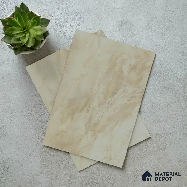 Beige Marble Look LM 02806 Volcano Ivory Marble 8 ft x 4 ft Natural Thermal Stone Finish Decorative Laminate - 1 mm | Suitable for TV Unit, Wardrobe, Kitchen Cabinets