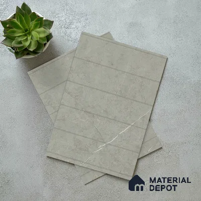Grey Marble Look LM 02807 Cementro Light 8 ft x 4 ft Thermal Stone Edge Finish Decorative Laminate - 1 mm | Suitable for TV Unit, Wardrobe, Kitchen Cabinets