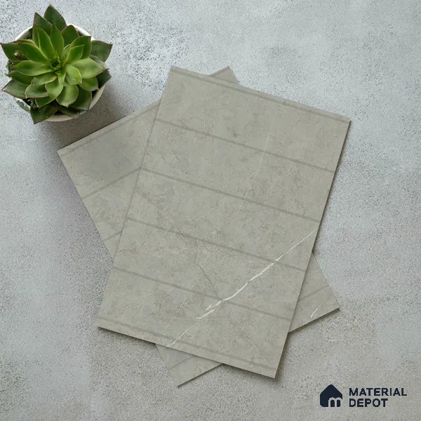Grey Marble Look LM 02807 Cementro Light 8 ft x 4 ft Thermal Stone Edge Finish Decorative Laminate - 1 mm | Suitable for TV Unit, Wardrobe, Kitchen Cabinets