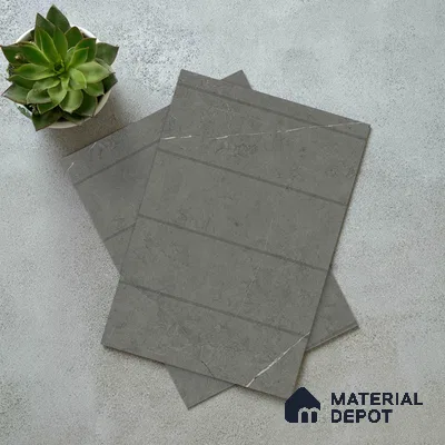 Grey Marble Look LM 02809 Cementro Dark 8 ft x 4 ft Thermal Stone Edge Finish Decorative Laminate - 1 mm | Suitable for TV Unit, Wardrobe, Kitchen Cabinets