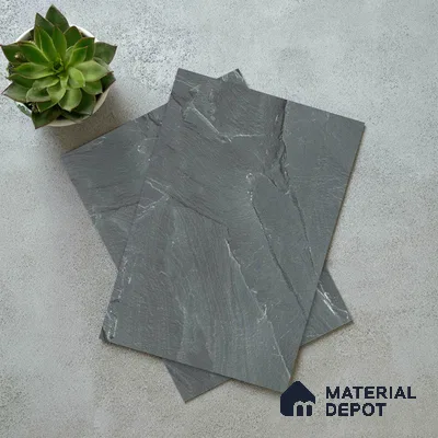 Grey Marble Look LM 02816 RPS 746 Tundra Dark 8 ft x 4 ft River Pebble Stone Finish Decorative Laminate - 1 mm | Suitable for TV Unit, Wardrobe, Kitchen Cabinets