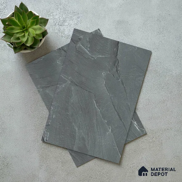 Grey Marble Look LM 02816 RPS 746 Tundra Dark 8 ft x 4 ft River Pebble Stone Finish Decorative Laminate - 1 mm | Suitable for TV Unit, Wardrobe, Kitchen Cabinets