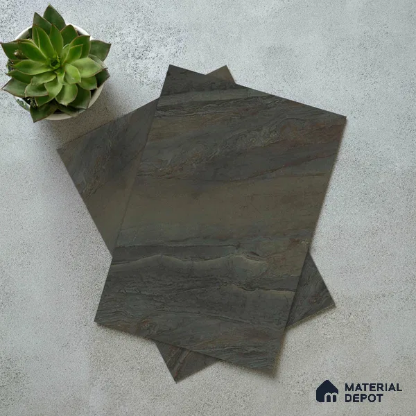 Grey Marble Look LM 02818 Darkened Rock 8 ft x 4 ft Fine Sand Stone Finish Decorative Laminate - 1 mm | Suitable for TV Unit, Wardrobe, Kitchen Cabinets