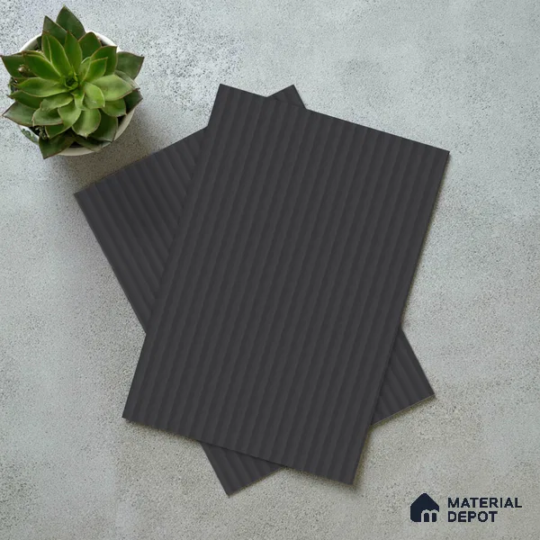 Steel Grey Fluted Solid Color Look LM 02841 Steel 8 ft x 4 ft Bamboo Channel Finish Decorative Laminate - 1 mm | Suitable for TV Unit, Wardrobe, Kitchen Cabinets