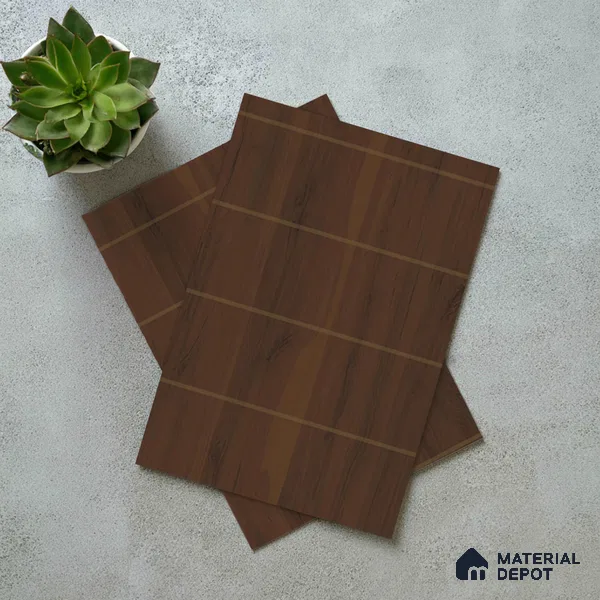 Wooden Look LM 02858 Dare Walnut 8 ft x 4 ft Zontal Line Finish Decorative Laminate - 1 mm | Suitable for TV Unit, Wardrobe, Kitchen Cabinets