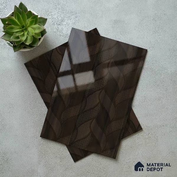 Brown Marble Look LM 02924 Smoke Walnut 8 ft x 4 ft Leaf Art Finish Decorative Laminate - 1 mm | Suitable for TV Unit, Wardrobe, Kitchen Cabinets