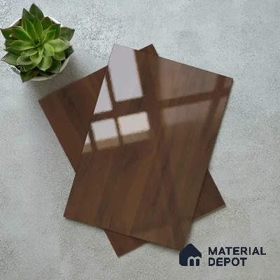 Wooden Look LM 02952 Dare Walnut 8 ft x 4 ft High Gloss Finish Decorative Laminate - 1 mm | Suitable for TV Unit, Wardrobe, Kitchen Cabinets