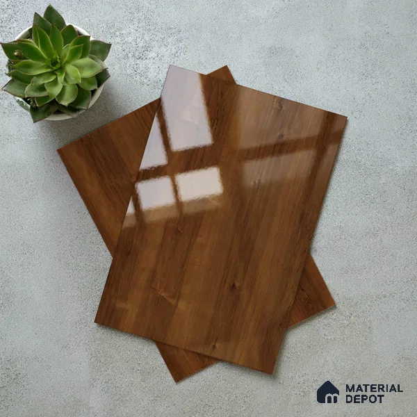 Wooden Look LM 02958 Rusted Maple 8 ft x 4 ft High Gloss Finish Decorative Laminate - 1 mm | Suitable for TV Unit, Wardrobe, Kitchen Cabinets
