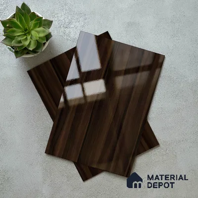 Wooden Look LM 02966 Smoke Walnut 8 ft x 4 ft High Gloss Finish Decorative Laminate - 1 mm | Suitable for TV Unit, Wardrobe, Kitchen Cabinets