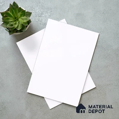Beige Solid Colors Look LM 03030 Frosty White 8 ft x 4 ft Extra Glossy Finish Decorative Laminate - 1 mm | Suitable for Living Room, Kitchen, Office