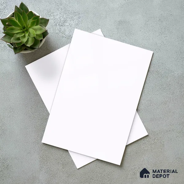 Beige Solid Colors Look LM 03030 Frosty White 8 ft x 4 ft Extra Glossy Finish Decorative Laminate - 1 mm | Suitable for Living Room, Kitchen, Office