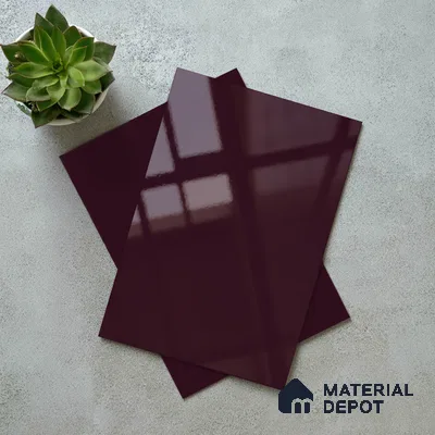 Blackcurrant Purple Solid Colors Look LM 03033 Black Current 8 ft x 4 ft Extra Glossy Finish Decorative Laminate - 1 mm | Suitable for Living Room, Kitchen, Office