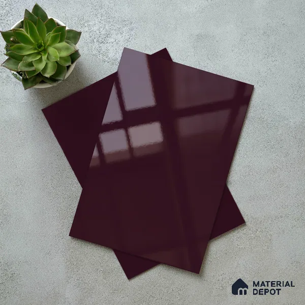 Blackcurrant Purple Solid Colors Look LM 03033 Black Current 8 ft x 4 ft Extra Glossy Finish Decorative Laminate - 1 mm | Suitable for Living Room, Kitchen, Office