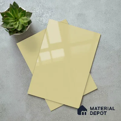 Creamy Beige Solid Colors Look LM 03034 Creama 8 ft x 4 ft Extra Glossy Finish Decorative Laminate - 1 mm | Suitable for Living Room, Kitchen, Office