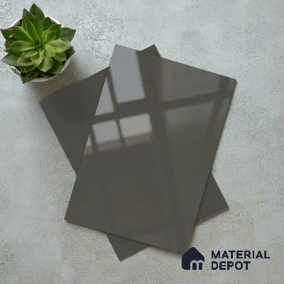 Grey Solid Colors Look LM 03035 Dark Grey 8 ft x 4 ft Extra Glossy Finish Decorative Laminate - 1 mm | Suitable for Living Room, Kitchen, Office