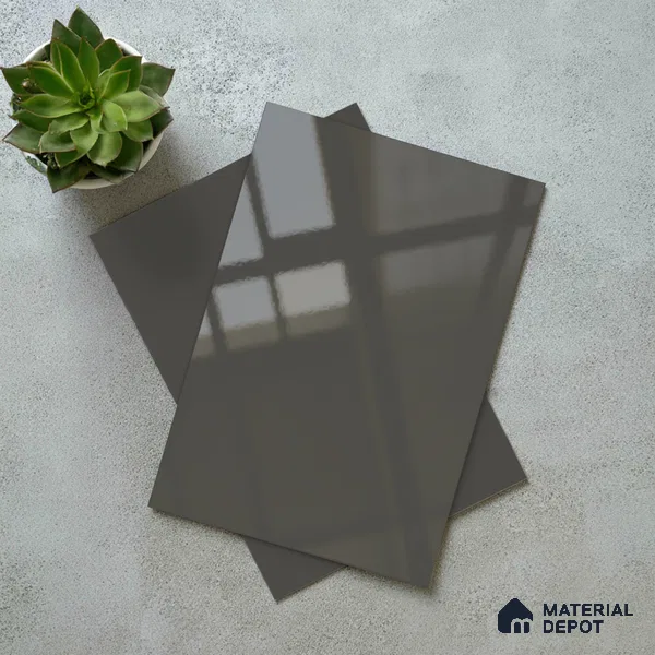 Grey Solid Colors Look LM 03035 Dark Grey 8 ft x 4 ft Extra Glossy Finish Decorative Laminate - 1 mm | Suitable for Living Room, Kitchen, Office