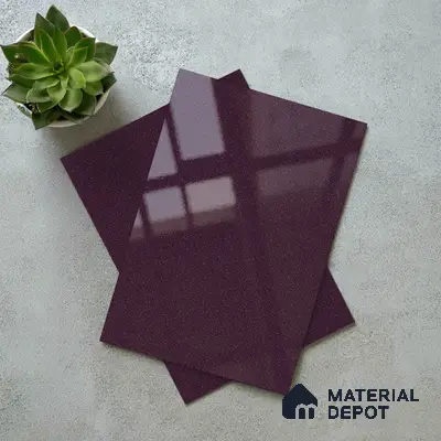 Purple Solid Colors Look LM 03038 Metallic Dark Purple 8 ft x 4 ft Metallic Glossy Finish Decorative Laminate - 1 mm | Suitable for Living Room, Kitchen, Office