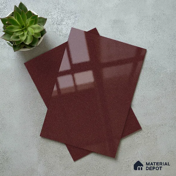 Metallic Chocolate Brown Solid Colors Look LM 03039 Metallic Choco 8 ft x 4 ft Metallic Glossy Finish Decorative Laminate - 1 mm | Suitable for Living Room, Kitchen, Office