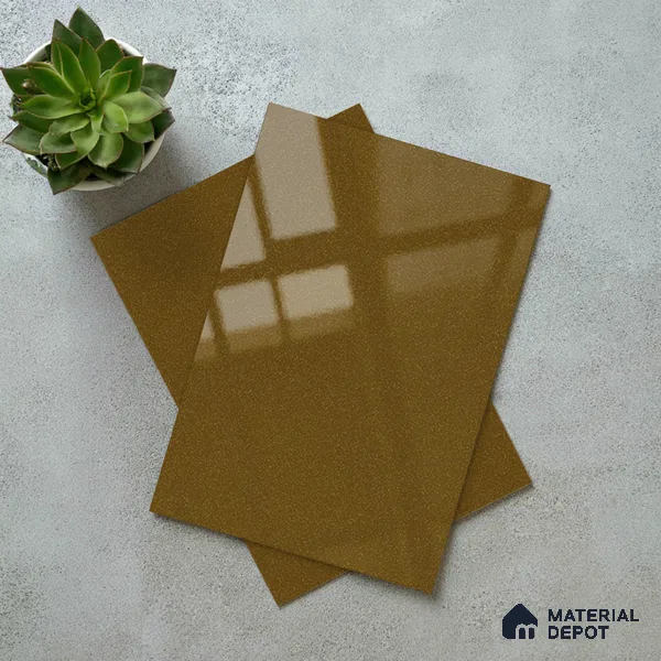 Metallic Coffee Brown Solid Colors Look LM 03041 Metallic Coffee 8 ft x 4 ft Metallic Glossy Finish Decorative Laminate - 1 mm | Suitable for Living Room, Kitchen, Office