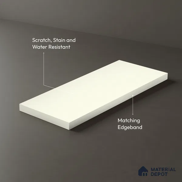 Solid Colors Look LM 01759 Off White 8 ft x 4 ft Suede Finish Decorative Laminate - 1 mm | Suitable for Living Room, Kitchen, Office