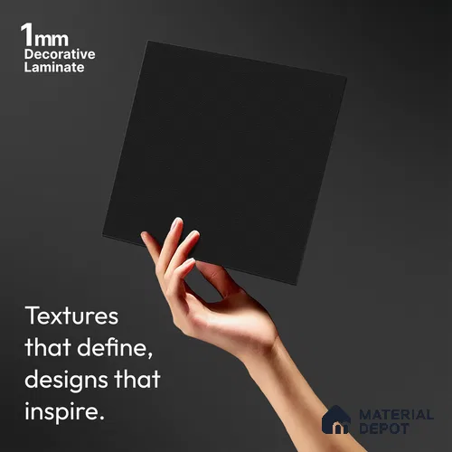 Solid Colors Look LM 01760 Jet Black 8 ft x 4 ft Suede Finish Decorative Laminate - 1 mm | Suitable for Living Room, Kitchen, Office