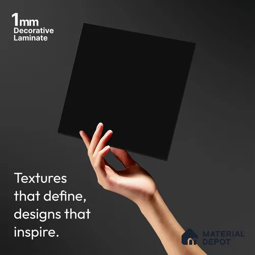 Solid Colors Look LM 01700 Jet Black 8 ft x 4 ft Super Matte Finish Decorative Laminate - 1 mm | Suitable for Living Room, Kitchen, Office