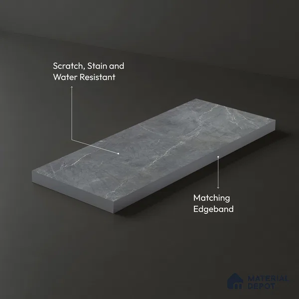 Stone Look LM 15537 Dull Calacatta 8 ft x 4 ft Texture Finish Decorative Laminate - 1 mm | Suitable for TV Unit, Wardrobe, Kitchen Cabinets