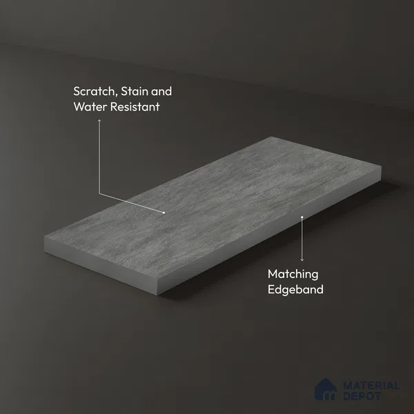 Stone Look LM 15535 Grey Calacatta 8 ft x 4 ft Texture Finish Decorative Laminate - 1 mm | Suitable for TV Unit, Wardrobe, Kitchen Cabinets