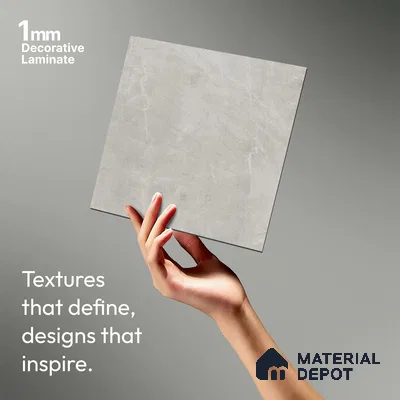 Marble Look LM 01255 Dull Calacatta 8 ft x 4 ft Texture Finish Decorative Laminate - 1 mm | Suitable for TV Unit, Wardrobe, Kitchen Cabinets