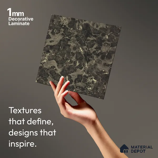 Marble Look LM 01619 Dynamic Calacatta 8 ft x 4 ft Texture Finish Decorative Laminate - 1 mm | Suitable for TV Unit, Wardrobe, Kitchen Cabinets