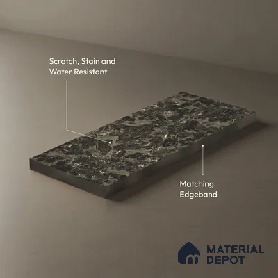 Marble Look LM 01619 Dynamic Calacatta 8 ft x 4 ft Texture Finish Decorative Laminate - 1 mm | Suitable for TV Unit, Wardrobe, Kitchen Cabinets