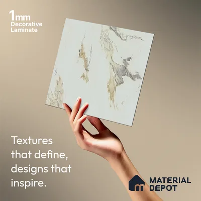 Marble Look LM 01621 Creamy Venetino 8 ft x 4 ft Texture Finish Decorative Laminate - 1 mm | Suitable for TV Unit, Wardrobe, Kitchen Cabinets