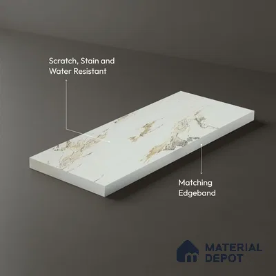 Marble Look LM 01621 Creamy Venetino 8 ft x 4 ft Texture Finish Decorative Laminate - 1 mm | Suitable for TV Unit, Wardrobe, Kitchen Cabinets