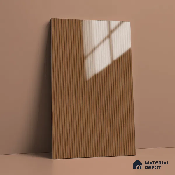 Wooden Look LM 02782 Teakasa 8 ft x 4 ft Louvers Finish Decorative Laminate - 1 mm | Suitable for TV Unit, Wardrobe, Kitchen Cabinets