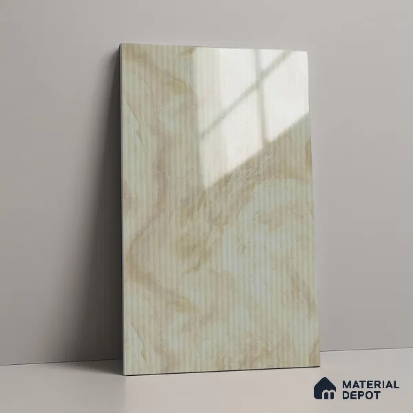 Beige Marble Look LM 02786 Volcano Marble 8 ft x 4 ft Glassious Flute Finish Decorative Laminate - 1 mm | Suitable for TV Unit, Wardrobe, Kitchen Cabinets