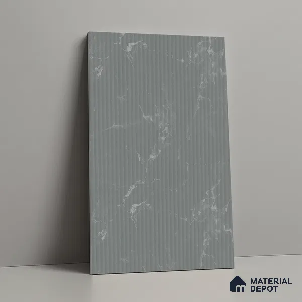 Grey Marble Look LM 02788 Grey Panda Marble 8 ft x 4 ft Flute Finish Decorative Laminate - 1 mm | Suitable for TV Unit, Wardrobe, Kitchen Cabinets