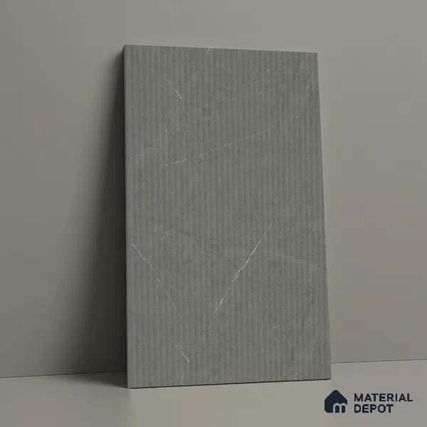 Grey Marble Look LM 02790 Cementro Dark 8 ft x 4 ft Flute Finish Decorative Laminate - 1 mm | Suitable for TV Unit, Wardrobe, Kitchen Cabinets