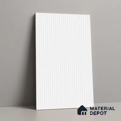 White Marble Look LM 02793 Frosty White 8 ft x 4 ft Flute Finish Decorative Laminate - 1 mm | Suitable for TV Unit, Wardrobe, Kitchen Cabinets