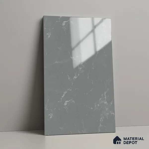 Grey Marble Look LM 02797 Grey Panda Marble 8 ft x 4 ft Mirror Glossy Finish Decorative Laminate - 1 mm | Suitable for TV Unit, Wardrobe, Kitchen Cabinets