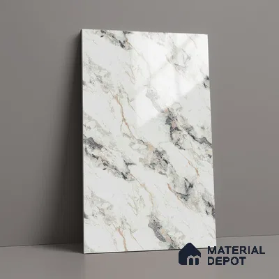 White Marble Look LM 02800 Safroni Marble 8 ft x 4 ft Mirror Glossy Finish Decorative Laminate - 1 mm | Suitable for TV Unit, Wardrobe, Kitchen Cabinets