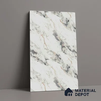 White Marble Look LM 02801 Safroni Marble 8 ft x 4 ft Zero Soft Matt Finish Decorative Laminate - 1 mm | Suitable for TV Unit, Wardrobe, Kitchen Cabinets