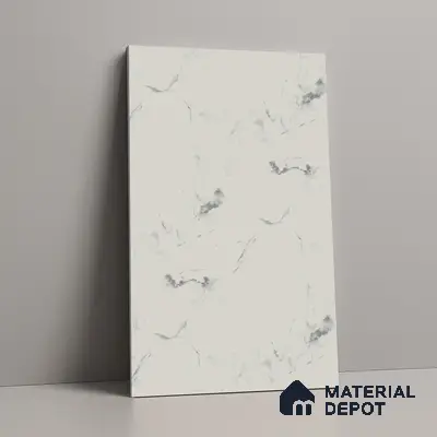 White Marble Look LM 02804 White Panda Marble 8 ft x 4 ft Natural Thermal Stone Finish Decorative Laminate - 1 mm | Suitable for TV Unit, Wardrobe, Kitchen Cabinets